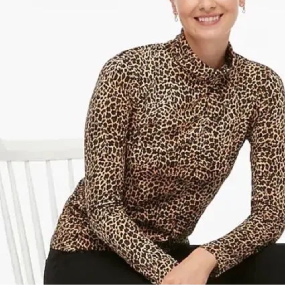 J Crew Leopard Print Tissue Turtleneck